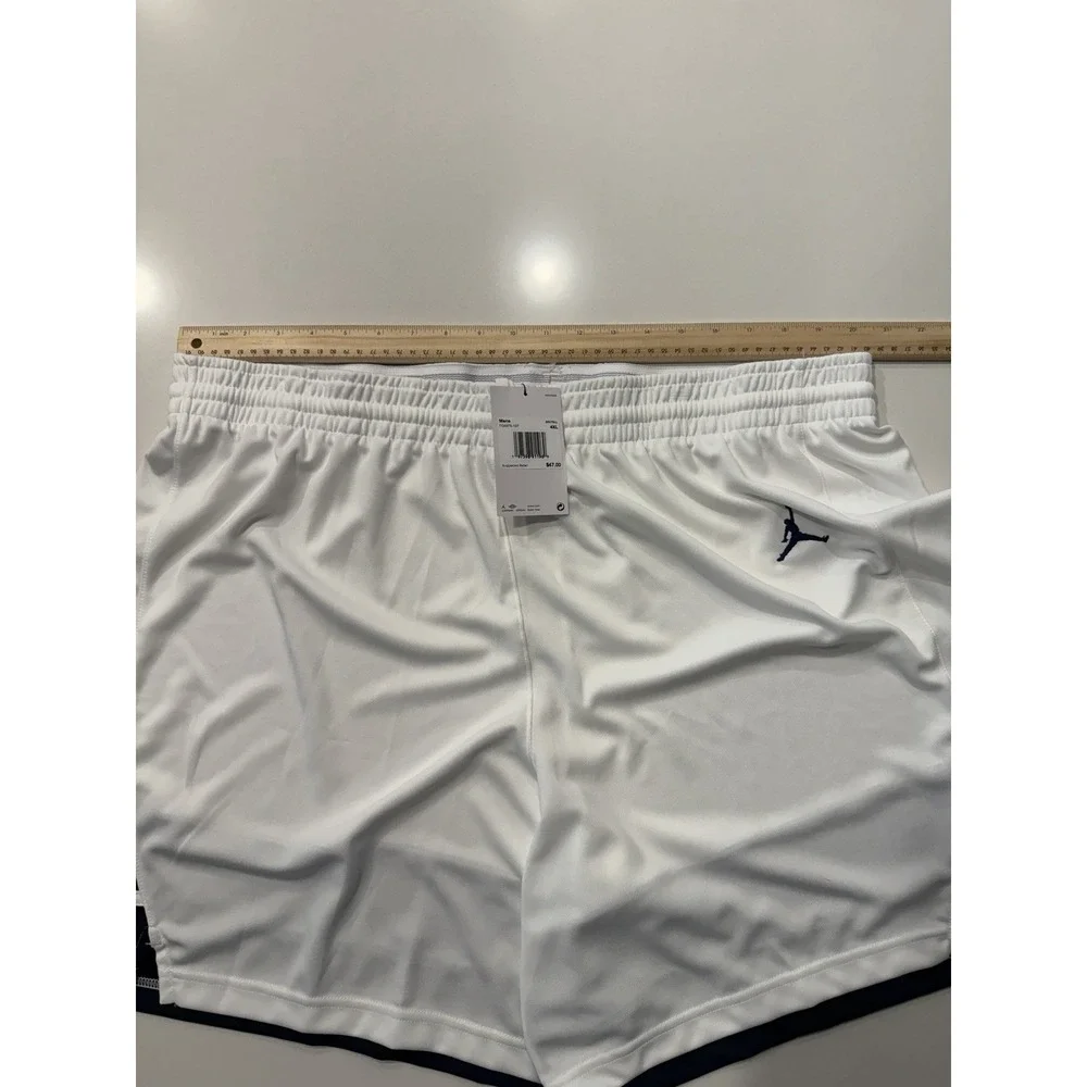Jordan Stock Overtime Basketball Game Shorts White Navy FQ5375-107 Mens 4XL NWT